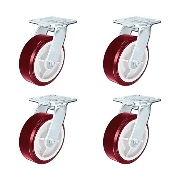 6" Hvy Dty Polyurethane Wheel Swivel Casters, Non Marking, PK4